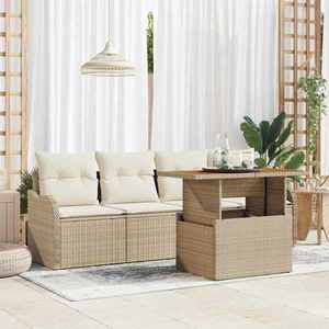 vidaXL Set de canapele pentru grădină cu pernă 5 pcs bej și crem imagine