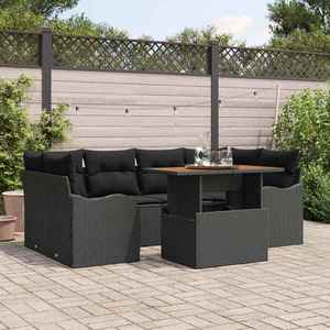 vidaXL Set de canapele pentru grădină 7 pcs Negru 100 x 55 x 73 cm imagine