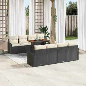 vidaXL Set de canapele pentru grădină cu pernă 7 pcs negru și crem imagine