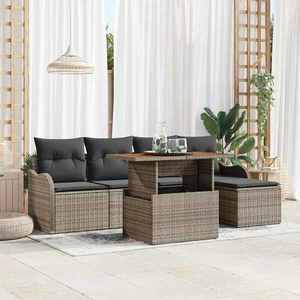 vidaXL Set de canapele pentru grădină cu pernă 6 pcs Gri imagine