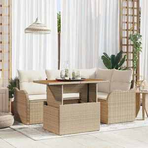 vidaXL Set de canapele pentru grădină cu pernă 5 pcs bej și crem imagine