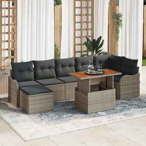 vidaXL Set de canapele pentru grădină cu pernă cu depozitare 8 pcs Gri imagine