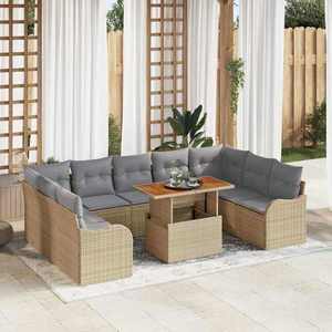 vidaXL Set de canapele pentru grădină 10 pcs bej și gri deschis imagine