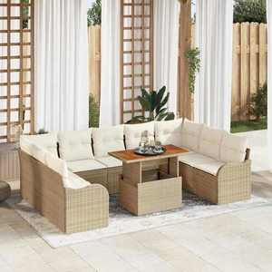 vidaXL Set de canapele pentru grădină cu pernă 10 pcs bej și crem imagine