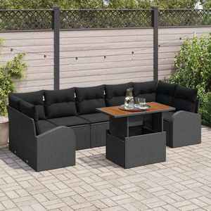 vidaXL Set de canapele pentru grădină 8 pcs Negru 100 x 55 x 73 cm imagine