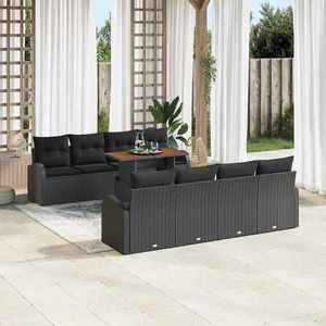 vidaXL Set de canapele pentru grădină 7 pcs Negru 100 x 55 x 73 cm imagine