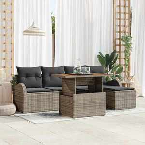 vidaXL Set de canapele pentru grădină cu pernă 6 pcs Gri imagine