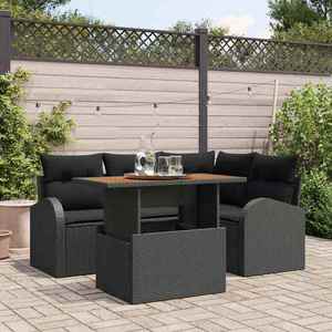 vidaXL Set de canapele pentru grădină 5 pcs Negru 100 x 55 x 73 cm imagine