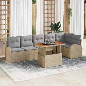 vidaXL Set de canapele pentru grădină 7 pcs bej și gri deschis imagine
