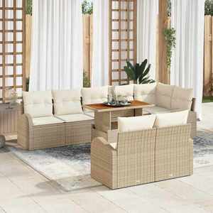vidaXL Set de canapele pentru grădină cu pernă 9 pcs bej și crem imagine