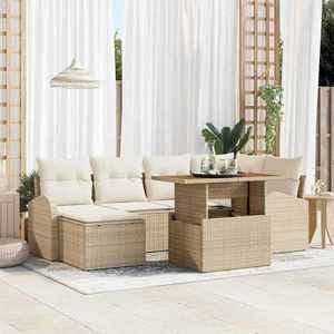 vidaXL Set de canapele pentru grădină cu pernă 7 pcs bej și crem imagine