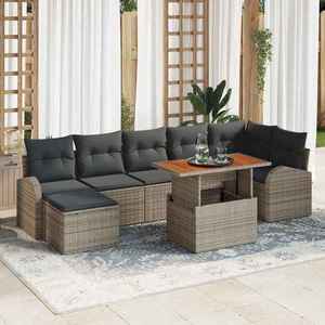 vidaXL Set de canapele pentru grădină cu pernă 8 pcs Gri imagine