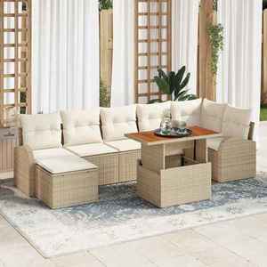 vidaXL Set de canapele pentru grădină cu pernă 8 pcs bej și crem imagine