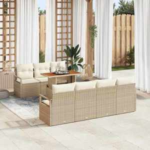 vidaXL Set de canapele pentru grădină cu pernă 8 pcs Bej și crem imagine