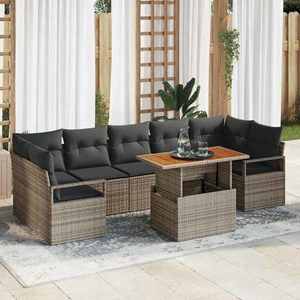 vidaXL Set de canapele pentru grădină cu pernă 8 pcs Gri și Brown imagine