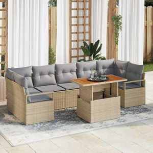 vidaXL Set de canapele pentru grădină cu pernă Manual 8 pcs Bej și gri imagine