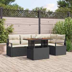 vidaXL Set de masă pentru grădină 6 pcs Negru și Crem 100 x 55 x 73 cm imagine