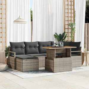 vidaXL Set de masă pentru grădină cu pernă 7 pcs Gri și Brown imagine