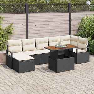 vidaXL Set de masă pentru grădină cu pernă 8 pcs Negru și Crem imagine