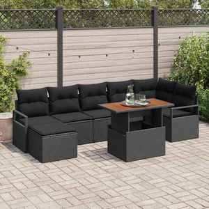 vidaXL Set de masă pentru grădină cu pernă 8 pcs Negru și Maro imagine