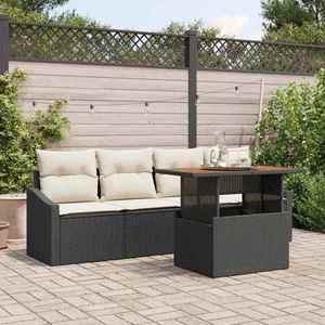 vidaXL Set de canapele pentru grădină cu pernă 5 pcs Negru Rattan poli imagine