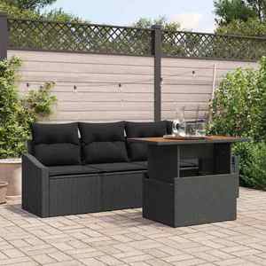 vidaXL Set de canapele pentru grădină cu pernă 5 pcs Negru Rattan poli imagine