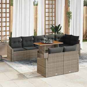 vidaXL Set de canapele pentru grădină cu pernă 9 pcs Gri și Brown imagine