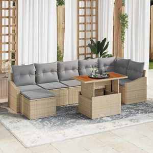 vidaXL Set de masă pentru grădină cu pernă 8 pcs Bej și gri imagine