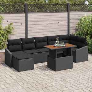 vidaXL Set de masă pentru grădină cu pernă 8 pcs Negru și Maro imagine