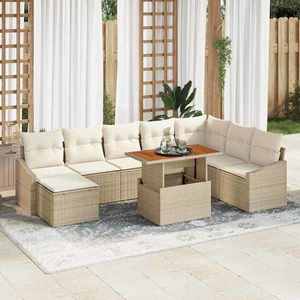 vidaXL Set de masă pentru grădină cu pernă 9 pcs Bej și crem imagine