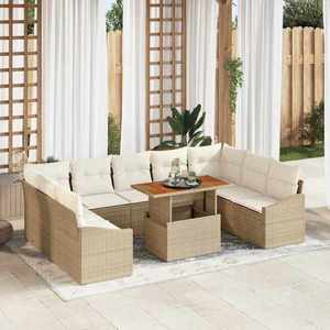 vidaXL Set de masă pentru grădină 10 pcs Bej și crem 100 x 55 x 73 cm imagine