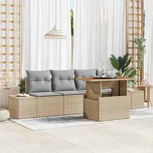 vidaXL Set de masă pentru grădină cu pernă Bej și gri 100 x 55 x 73 cm imagine