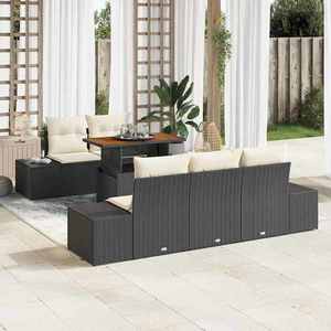 vidaXL Set de masă pentru grădină 6 pcs Negru și Crem 100 x 55 x 73 cm imagine