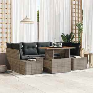 vidaXL Set de masă pentru grădină 7 pcs Gri și Brown 100 x 55 x 73 cm imagine