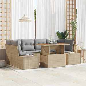 vidaXL Set de masă pentru grădină 7 pcs Bej și gri 100 x 55 x 73 cm imagine