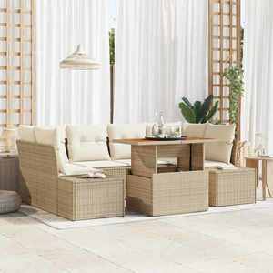 vidaXL Set de masă pentru grădină 7 pcs Bej și crem 100 x 55 x 73 cm imagine