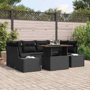 vidaXL Set de masă pentru grădină 7 pcs Negru și Maro 100 x 55 x 73 cm imagine