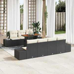 vidaXL Set de masă pentru grădină 8 pcs Negru și Crem 100 x 55 x 73 cm imagine