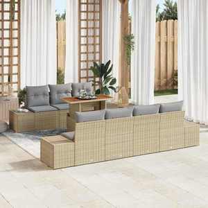 vidaXL Set de masă pentru grădină 8 pcs Bej și gri 100 x 55 x 73 cm imagine