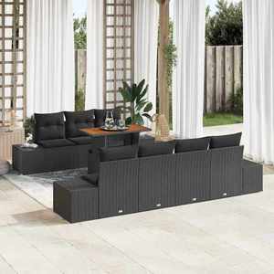vidaXL Set de masă pentru grădină 8 pcs Negru și Maro 100 x 55 x 73 cm imagine