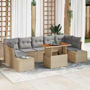 vidaXL Set de masă pentru grădină 8 pcs Bej și gri 100 x 55 x 73 cm imagine
