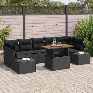 vidaXL Set de masă pentru grădină 8 pcs Negru și Maro 100 x 55 x 73 cm imagine