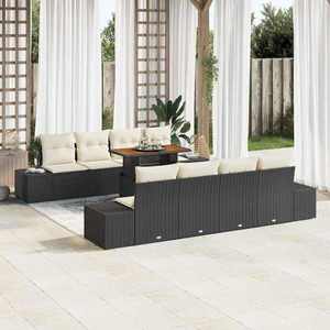 vidaXL Set de masă pentru grădină 9 pcs Negru și Crem 100 x 55 x 73 cm imagine