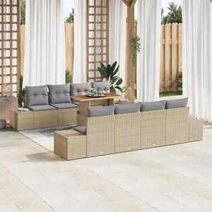 vidaXL Set de masă pentru grădină 9 pcs Bej și gri 100 x 55 x 73 cm imagine