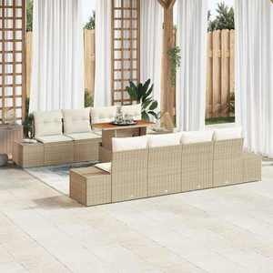 vidaXL Set de masă pentru grădină 9 pcs Bej și crem 100 x 55 x 73 cm imagine