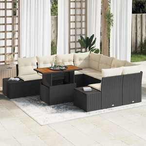 vidaXL Set de masă pentru grădină 9 pcs Negru și Crem 100 x 55 x 73 cm imagine