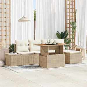 vidaXL Set de masă pentru grădină cu pernă 6 pcs Bej și crem imagine