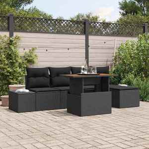 vidaXL Set de masă pentru grădină cu pernă 6 pcs Negru și Maro imagine