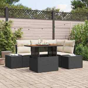 vidaXL Set de canapele pentru grădină cu pernă 5 pcs Negru și Crem imagine