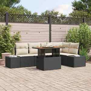 vidaXL Set de masă pentru grădină 6 pcs Negru și Crem 100 x 55 x 73 cm imagine